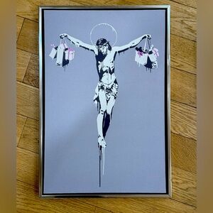 "Jesus Christ With Shopping Bags " by Banksy on Canvas